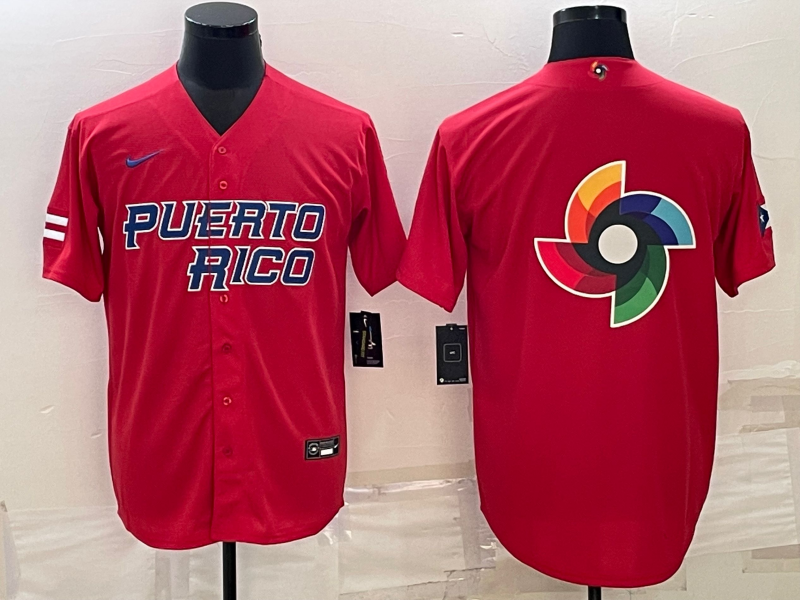 Men's 2023 World Baseball Classic Puerto Rico Red Jersey1