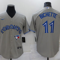 Men's Toronto Blue Jays Bo Bichette #11 Gray Replica Baseball Jersey1