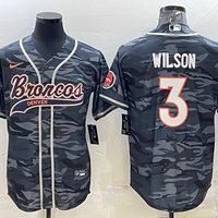 Men's Denver Broncos Russell Wilson #3 Grey Camouflage Game Jersey1 Joint Edition