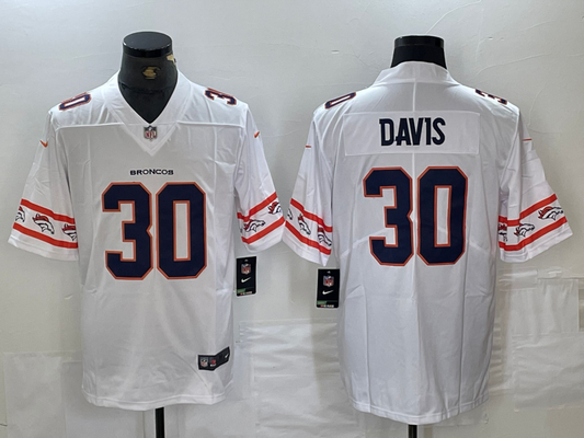 Men's Denver Broncos Terrell Davis #30 White Game Player Jersey1