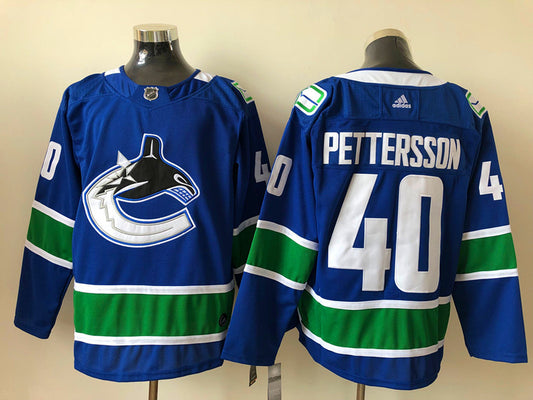 Men's Vancouver Canucks Elias Pettersson #40 Blue Authentic Home Player Jersey1