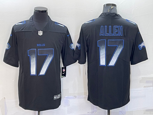 Men's Buffalo Bills Josh Allen #17 Black Team Game Jersey1