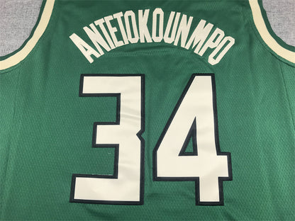 Men's Milwaukee Bucks Giannis Antetokounmpo #34 Green Swingman Jersey1