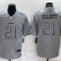 Men's Dallas Cowboys Ezekiel Elliott #21 Gray Atmosphere Fashion Game Jersey1
