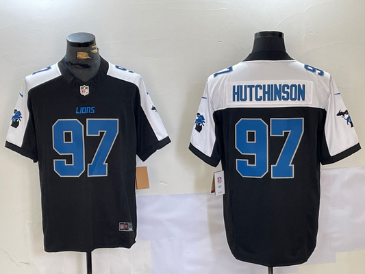 Men's Detroit Lions Aidan Hutchinson #97 Black Game Jersey1