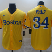 Men's Boston Red Sox David Ortiz #34 Yellow Replica Baseball Jersey1
