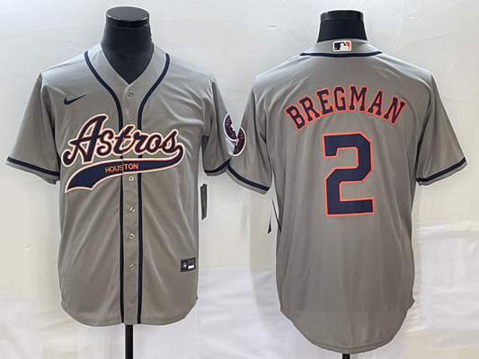 Men's Houston Astros Alex Bregman #2 Gray Replica Jersey1 Joint Edition