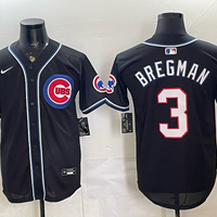 Men's Chicago Cubs Alex Bregman #3 Fashion Replica Black Out Jersey