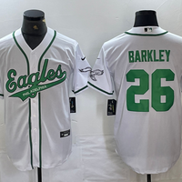 Men's Philadelphia Eagles Saquon Barkley #26 White Game Jersey1 Joint Edition