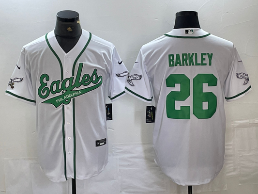 Men's Philadelphia Eagles Saquon Barkley #26 White Game Jersey1 Joint Edition