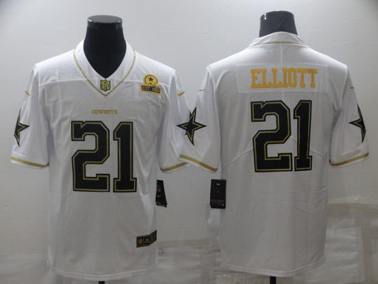 Men's Dallas Cowboys Ezekiel Elliott #21 White Player Game Jersey1