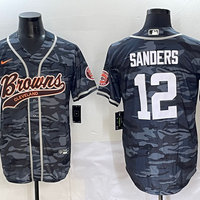Men's Cleveland Browns Shedeur Sanders #12 Gray Camouflage Game Jersey
