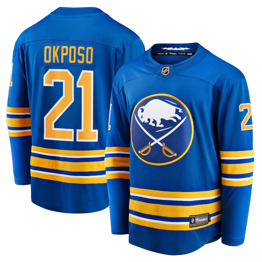 Kyle Okposo #21 Buffalo Sabres Royal Replica Player Jersey - JerseysFreak