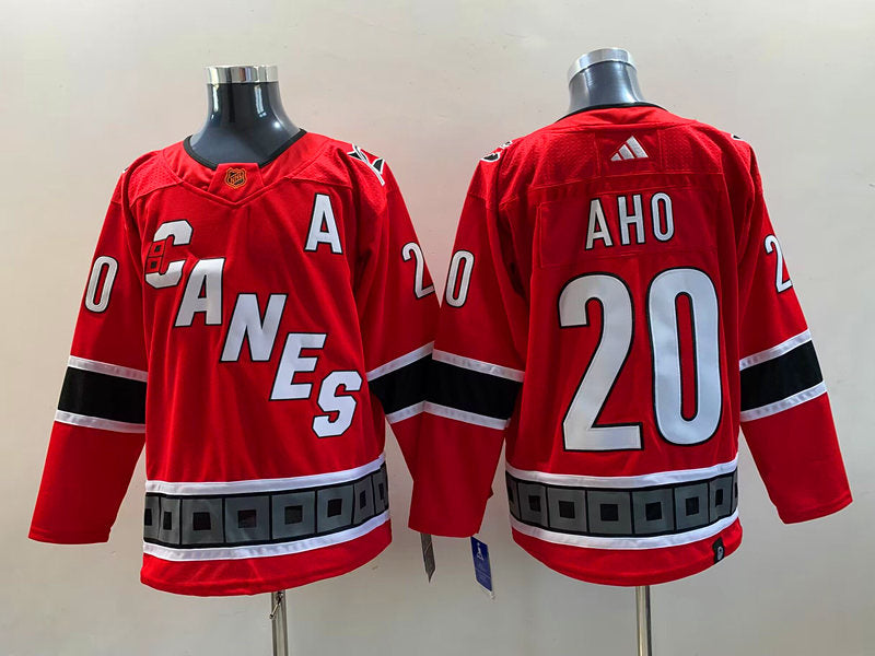 Men's Carolina Hurricanes Sebastian Aho #20 Red Player Jersey1