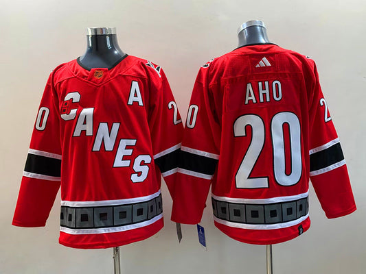 Men's Carolina Hurricanes Sebastian Aho #20 Red Player Jersey1