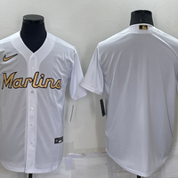 Men's Miami Marlins White Replica Blank Jersey1