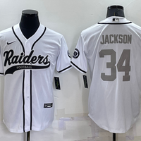 Men's Las Vegas Raiders Bo Jackson #34 White Player Jersey1 Joint Edition