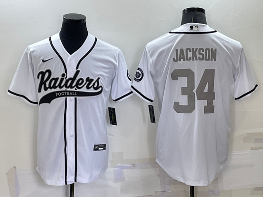Men's Las Vegas Raiders Bo Jackson #34 White Player Jersey1 Joint Edition