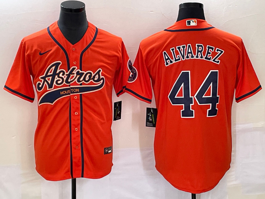 Men's Houston Astros Yordan Alvarez #44 Orange Replica Jersey1 Joint Edition