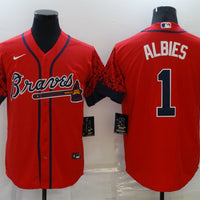 Men's Atlanta Braves Ozzie Albies #1 Red Stitched Player Jersey1