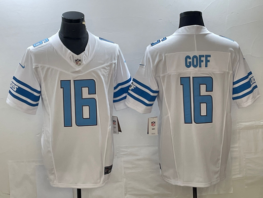 Men's Detroit Lions Jared Goff #16 White Player Game Jersey1