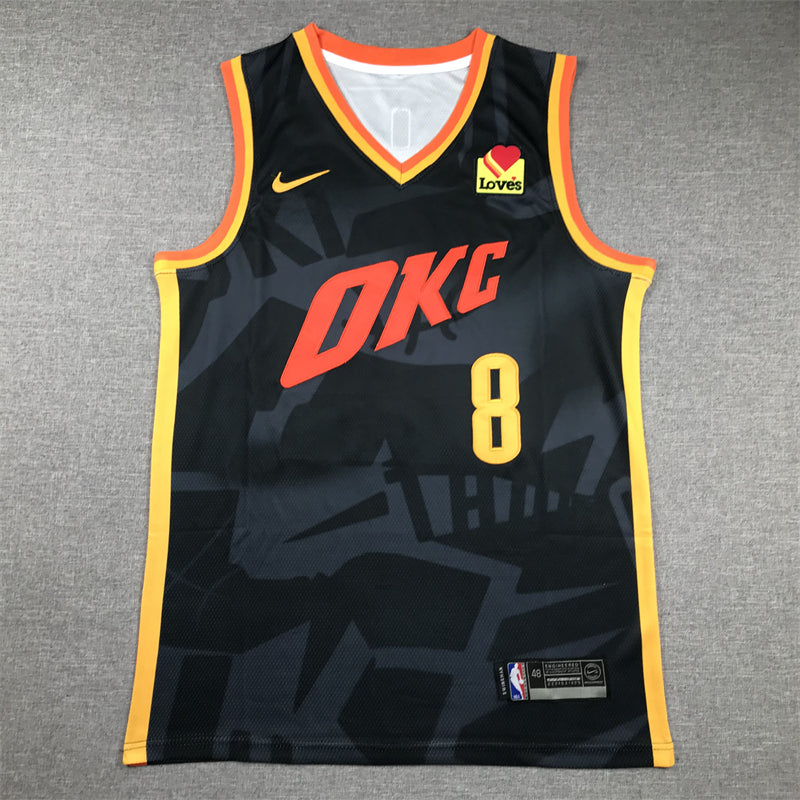 Men's Oklahoma City Thunder Jalen Williams #8 Black 2023/24 Swingman Jersey1 - City Edition