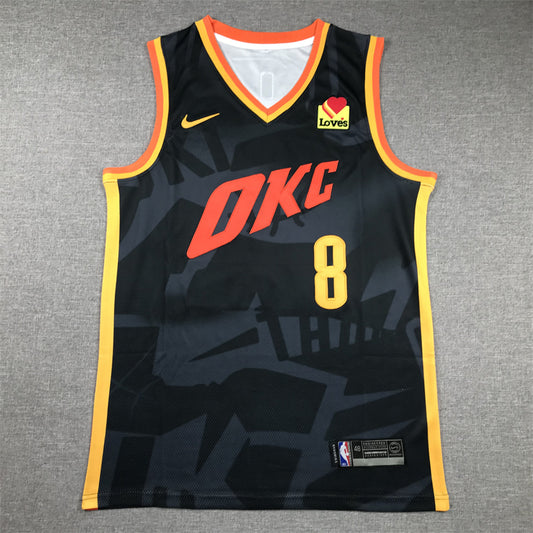 Men's Oklahoma City Thunder Jalen Williams #8 Black 2023/24 Swingman Jersey1 - City Edition