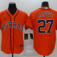Men's Houston Astros Jose Altuve #27 Orange Replica Baseball Jersey1