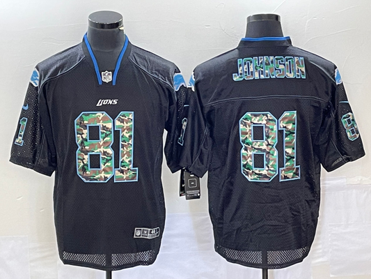 Men's Detroit Lions Calvin Johnson #81 Black Player Jersey1