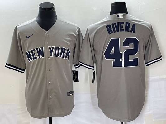 Men's New York Yankees Mariano Rivera #42 Gray Replica Player Jersey1