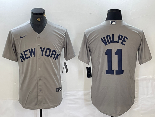 Men's New York Yankees Anthony Volpe #11 Gray Limited Game Jersey1