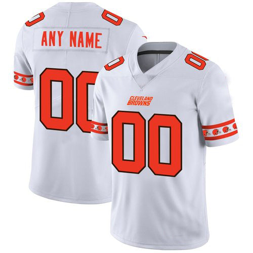 Custom1 Cleveland Browns White Team Logo Vapor Limited Jersey1 Stitched American Football Jerseys