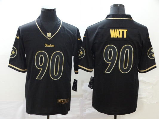 Men's Pittsburgh Steelers #90 T.J. Watt Black Authentic Player Jersey1