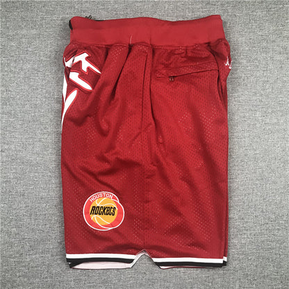 Men's Houston Rockets Red 1993-94 Chinese Edition Basketball Shorts1