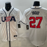 Men's USA Baseball Mike Trout #27 White 2026 World Baseball Classic Stadium Jersey