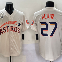 Men's Houston Astros Jose Altuve #27 Cream Player Jersey1