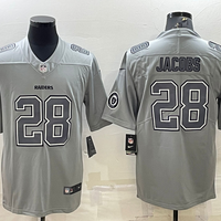 Men's Las Vegas Raiders Josh Jacobs #28 Gray Atmosphere Fashion Game Jersey1