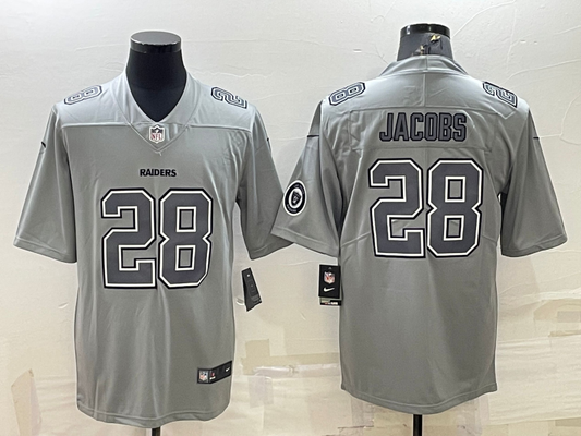 Men's Las Vegas Raiders Josh Jacobs #28 Gray Atmosphere Fashion Game Jersey1