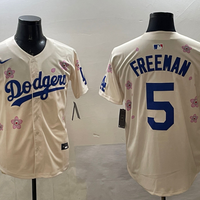Men's Los Angeles Dodgers Freddie Freeman #5 Cream Alternate Team Jersey1