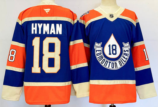 Men's Edmonton Oilers Zach Hyman #18 Blue Game Jersey1