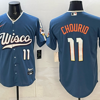 Men's Milwaukee Brewers Jackson Chourio #11 Mineral Blue 2026 City Connect Stadium Jersey