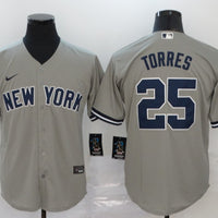 Men's New York Yankees Gleyber Torres #25 Gray Replica Baseball Jersey1