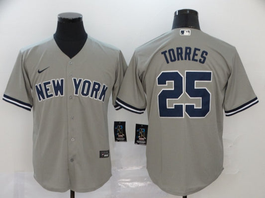 Men's New York Yankees Gleyber Torres #25 Gray Replica Baseball Jersey1