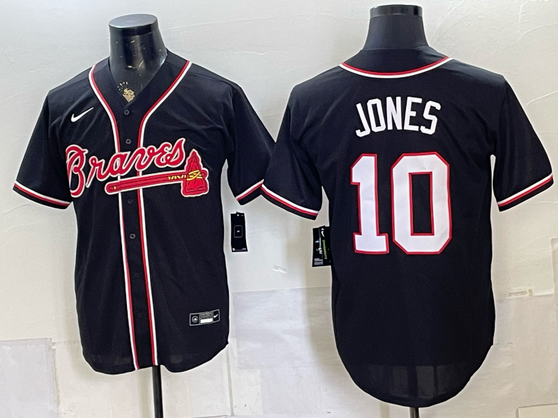 Men's Atlanta Braves Chipper Jones #10 Black Replica Player Jersey