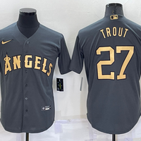 Men's Los Angeles Angels Mike Trout #27 Gray Stitched Jersey1