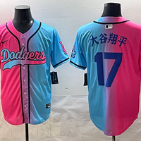 Men's Los Angeles Dodgers Shohei Ohtani #17 Pink/Blue Game Jersey