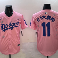 Roki Sasaki #11 Los Angeles Dodgers Pink Game Jersey - JerseysFreak