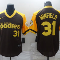 Men's San Diego Padres Dave Winfield #31 Brown Stitched Jersey1