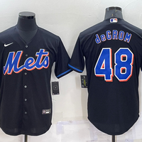 Men's New York Mets Jacob deGrom #48 Black Replica Baseball Jersey1