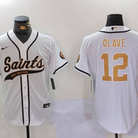 Men's New Orleans Saints Chris Olave #12 White Player Jersey1